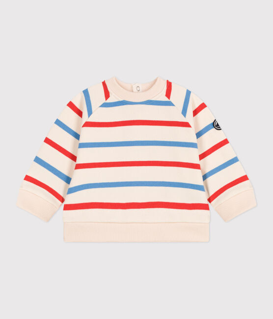 Katoenen babysweater met tweekleurige strepenprint in matrozenstijl wit AVALANCHE/ MULTICO