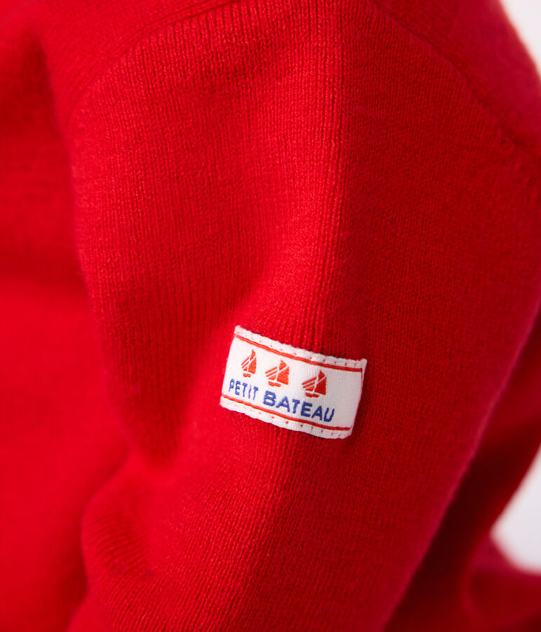 Pull marin b&eacute;b&eacute; en laine et coton uni rouge