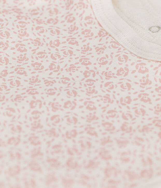 Katoenen slabbetje met print voor baby's wit/roze