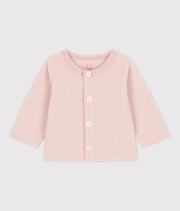 Babycardigan van katoenen velours roze