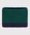 Gebreide tweekleurige colsjaal met fleecevoering voor kinderen groen/blauw