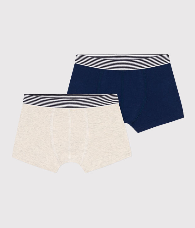 Set van 2 effen boxershorts voor jongens in katoen en elastaan multicouleur
