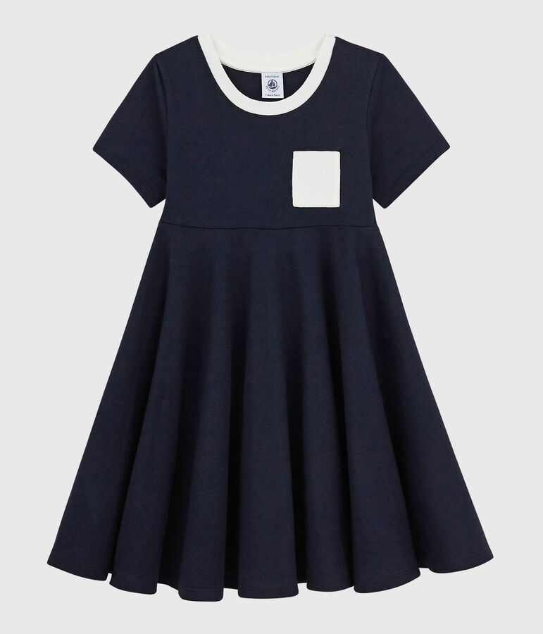 Jersey jurk met korte mouwen voor meisjes blauw SMOKING