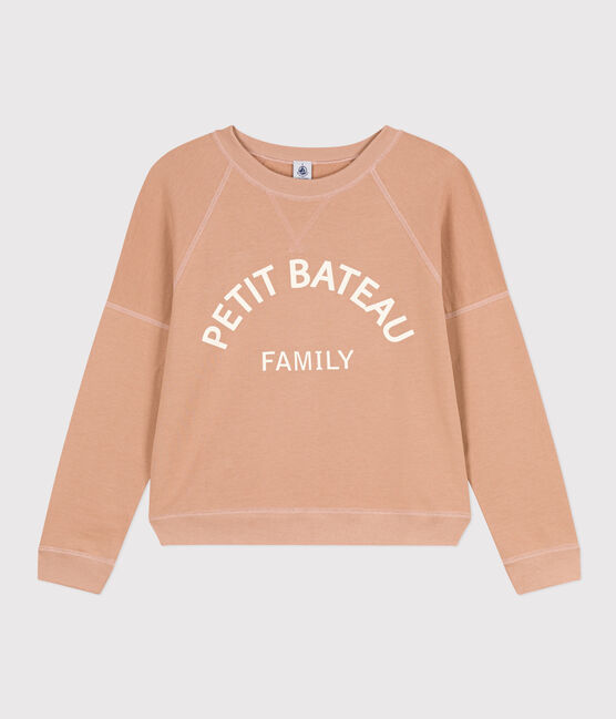 Katoenen sweatshirt voor dames beige VINTAGE