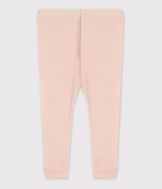 Katoenen opengewerkte legging voor baby's roze SALINE
