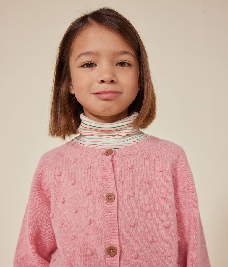 Gebreide cardigan met wol voor meisjes roze
