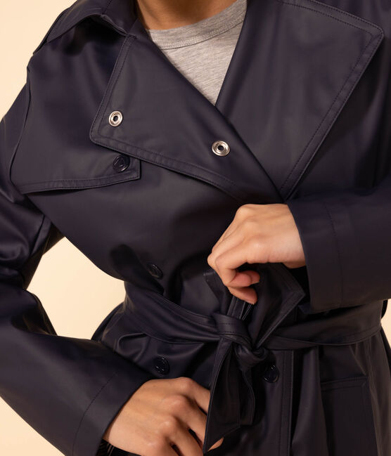Trenchcoat met capuchon voor dames blauw SMOKING
