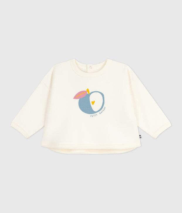 Sweatshirt b&eacute;b&eacute; en coton doux et chaud blanc cass&eacute;