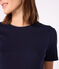L'Iconique, T-shirt met korte mouw van effen ribstof voor dames blauw SMOKING