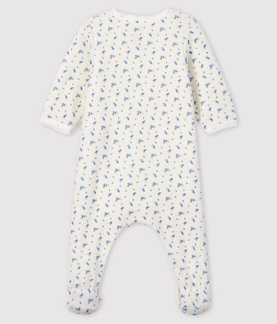 Bodyjama à imprimé fleur bébé fille en velours blanc MARSHMALLOW/blanc MULTICO