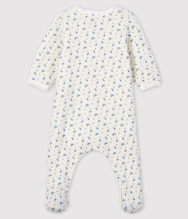 Bodyjama &agrave; imprim&eacute; fleur b&eacute;b&eacute; fille en velours blanc/multicouleur