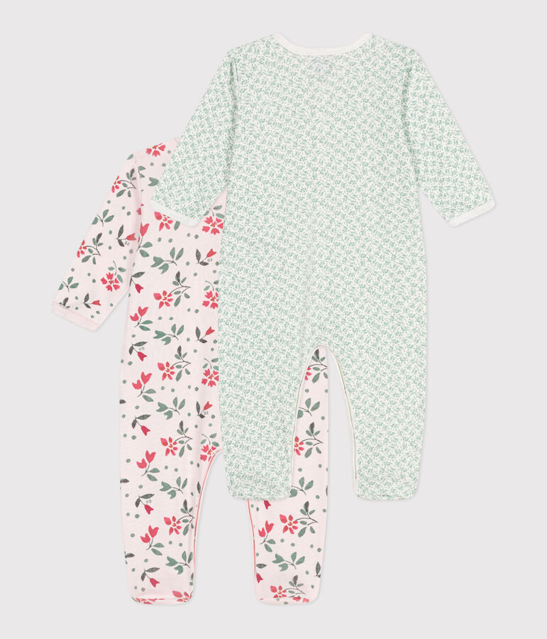 Lot de 2 pyjamas b&eacute;b&eacute; en coton fleuris multicouleur
