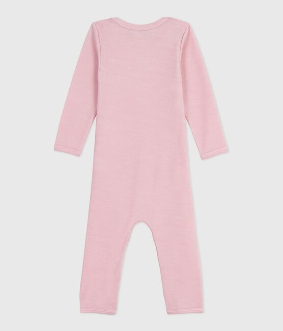 Body jambes longues bébé en laine et coton rose JOLI