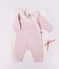 Combinaison b&eacute;b&eacute; en tricot laine et coton &agrave; col uni rose clair