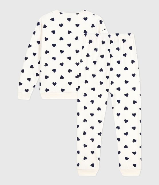 Pyjama femme en coton éponge imprimé cœurs bleu MILK/ SOIR