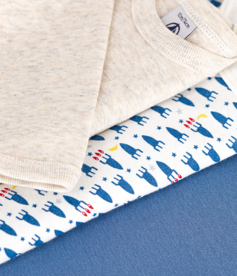 Lot de 3 bodies manches longues imprim&eacute; fus&eacute;e en coton b&eacute;b&eacute; variante 1