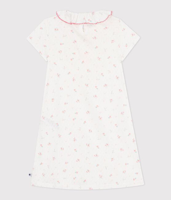 Chemise de nuit enfant en coton ajouré imprimé fleuri blanc MARSHMALLOW/blanc MULTICO