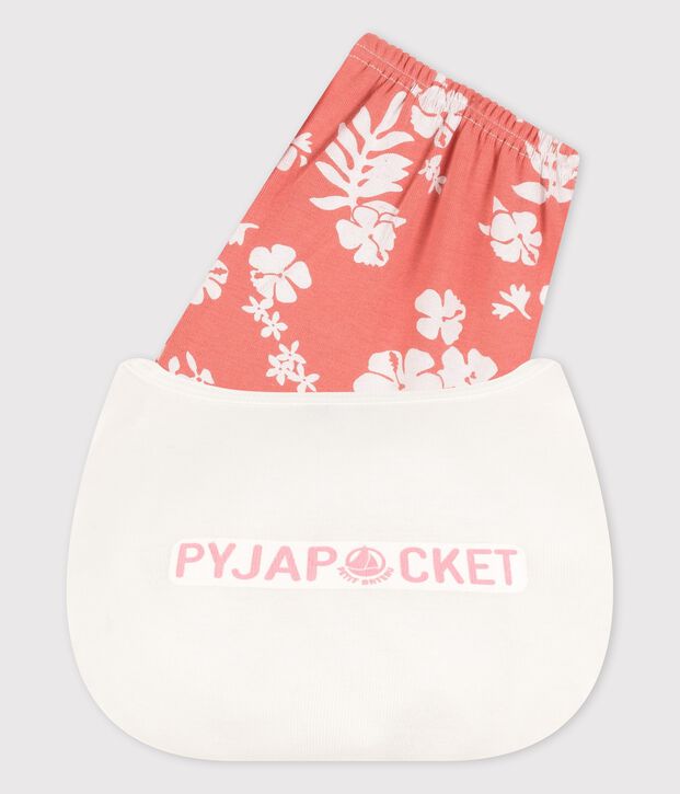 Pyjacourt Hawa&iuml; rose petite fille en coton blanc/rose
