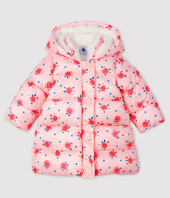 Doudoune matelassée bébé fille rose MINOIS/blanc MULTICO