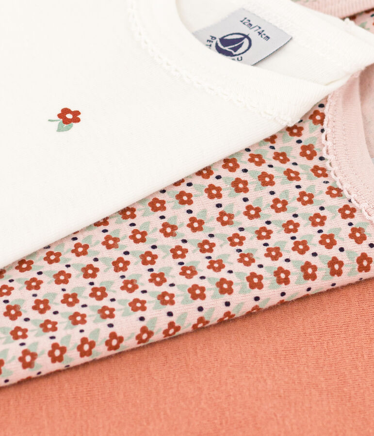 Set van 3 katoenen body's met lange mouwen met bloemenprint multicouleur