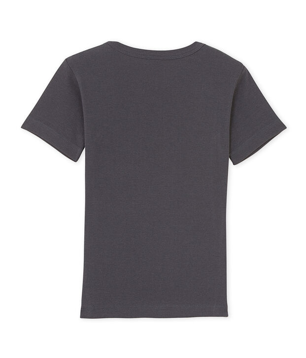 Jongens-T-shirt met V-hals en motief grijs Maki