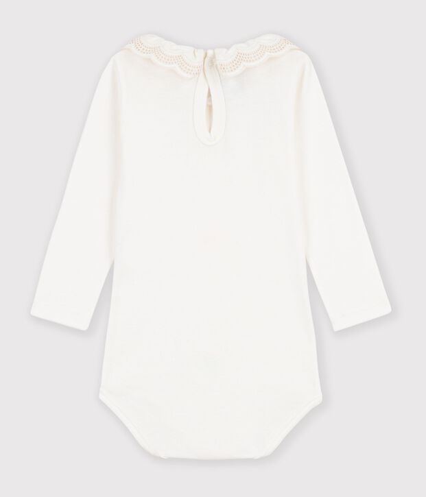 Body b&eacute;b&eacute; en coton uni &agrave; col blanc