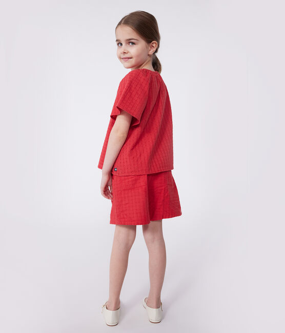 Blouse enfant en coton manches courtes à motif fleurie SPI