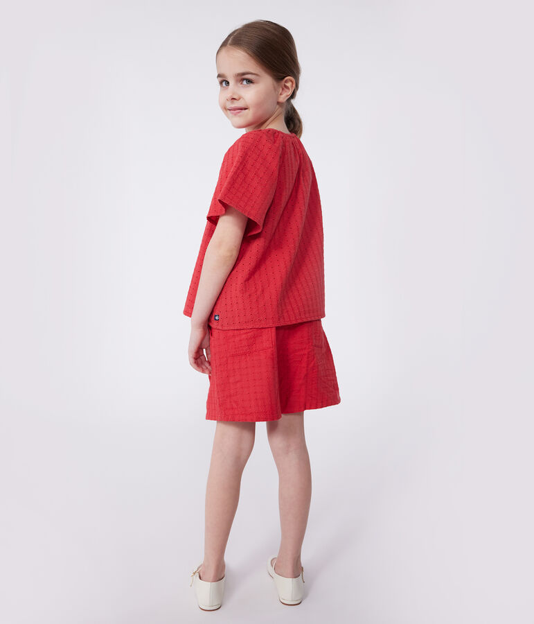 Blouse enfant en coton manches courtes &agrave; motif fleurie SPI