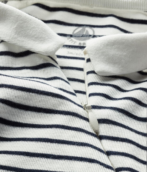 Dors bien zipp&eacute; b&eacute;b&eacute; en coton biologique blanc/bleu