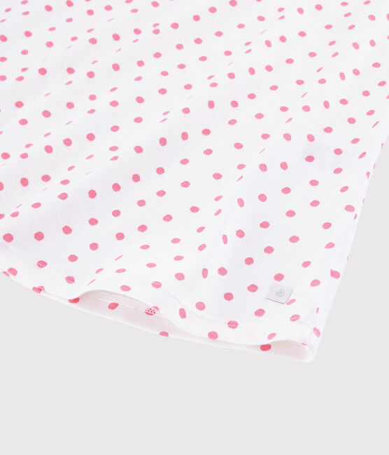 Roze katoenen nachthemd met stippen voor meisjes - dames wit MARSHMALLOW/roze GRETEL