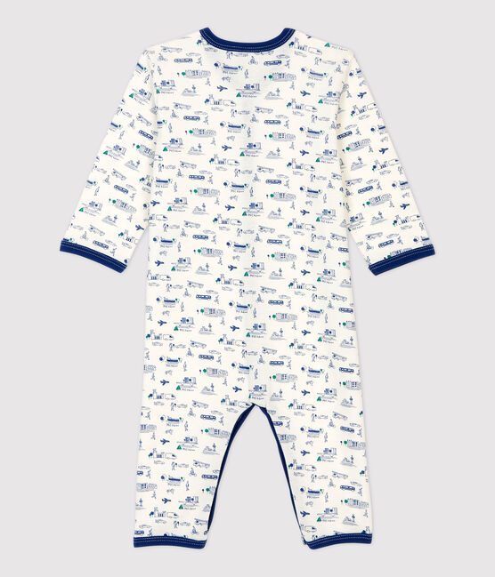 Dors-bien sans pieds bébé imprimé transports en coton blanc MARSHMALLOW/blanc MULTICO
