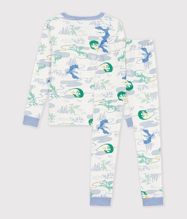 Pyjama tr&egrave;s ajust&eacute; enfant en coton imprim&eacute; blanc/multicouleur