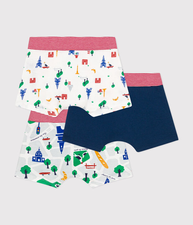 Set met drie katoenen boxershorts met motief van Parijs voor kinderen multicouleur