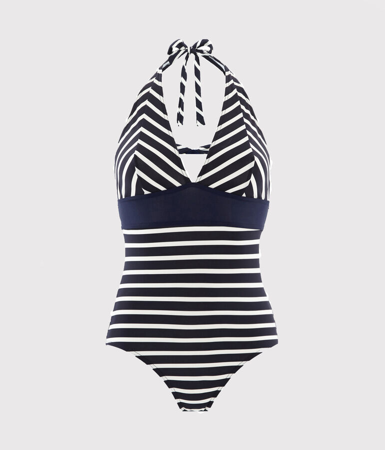 Maillot de bain 1 pi&egrave;ce bleu/blanc