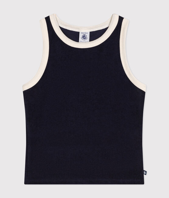 Tanktop in badstof voor meisjes blauw SMOKING