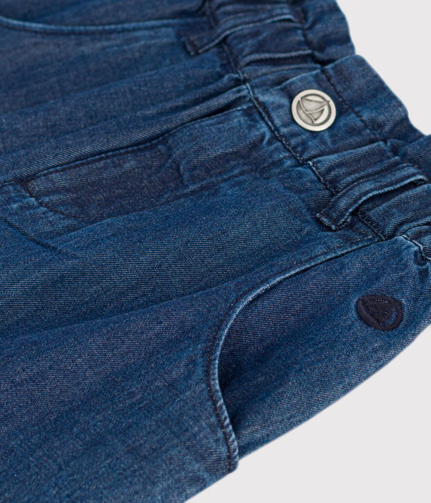 Pantalon droit en denim l&eacute;ger enfant fille bleu