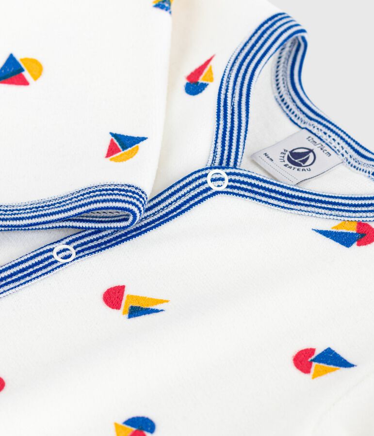 Fluwelen babypyjama met print wit/multicouleur