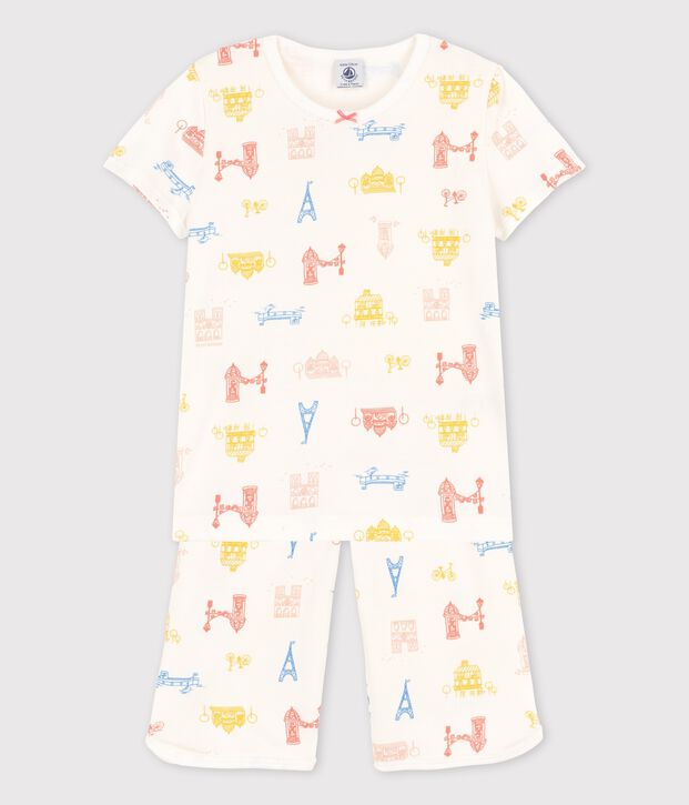 Pyjacourt Paris petite fille en coton blanc/multicouleur