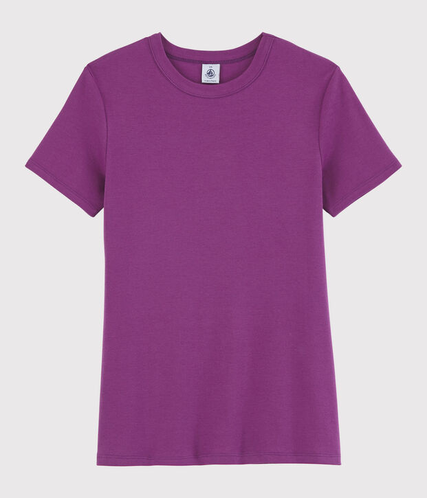Iconisch katoenen Dames T-shirt met ronde hals purper