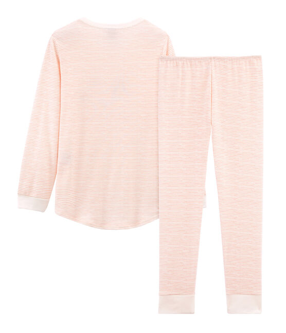 Pyjama petite fille en côte blanc MARSHMALLOW/rose ROSAKO
