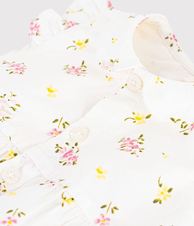Babyspeelpakje van katoen met bloemenprint wit/multicouleur