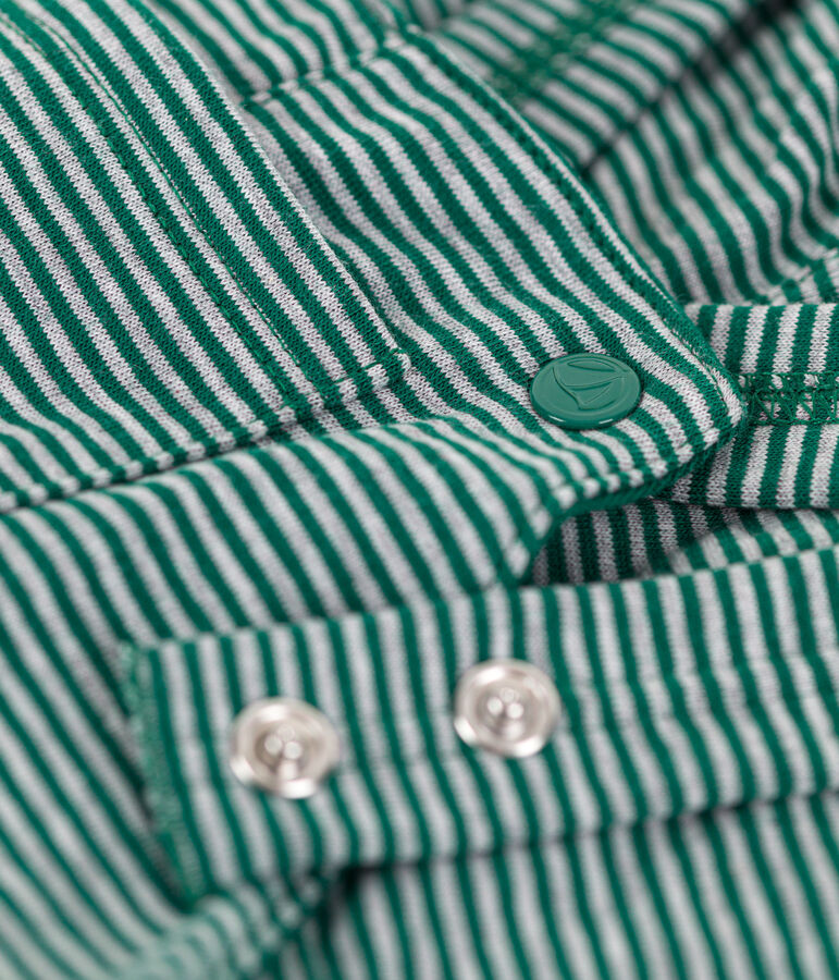 Salopette longue b&eacute;b&eacute; ray&eacute;e milleraies en tubique EVERGREEN/ FUMEE