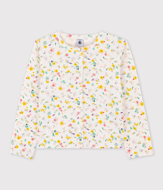 Cardigan en coton enfant fille blanc MARSHMALLOW/blanc MULTICO