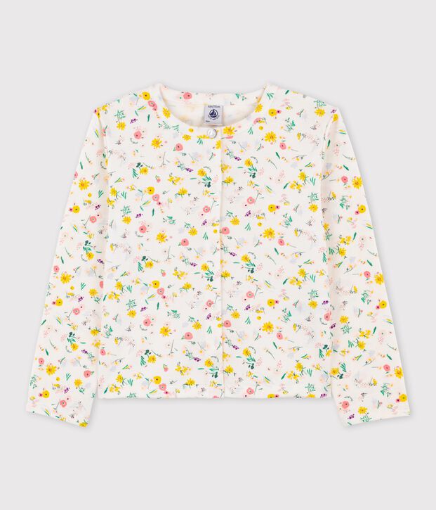 Cardigan en coton enfant fille blanc/multicouleur