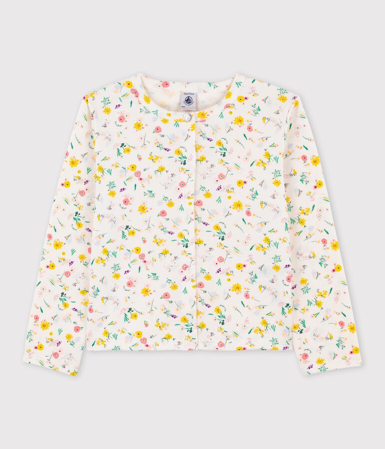 Katoenen vest voor meisjes wit/multicouleur