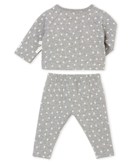 Set in jacquardgebreide tubic voor babymeisjes grijs SUBWAY/wit MULTICO