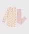 Nachthemd van geruwde fleece met bloemetjesprint voor kinderen roze SALINE/wit MULTICO
