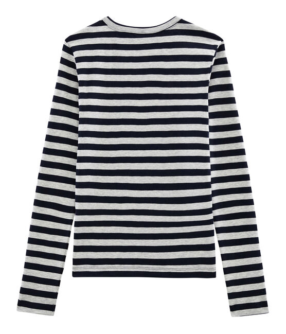 Iconisch T-shirt lange mouwen vrouwen blauw SMOKING/grijs BELUGA