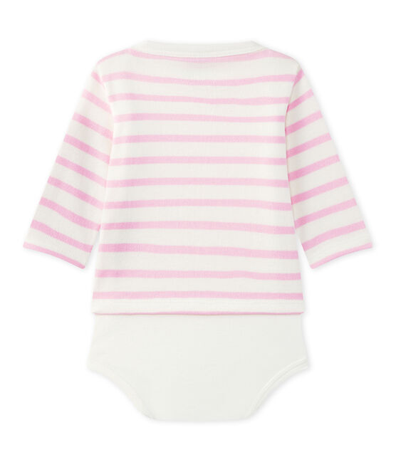 Body marinière bébé manches longues blanc MARSHMALLOW/rose BABYLONE
