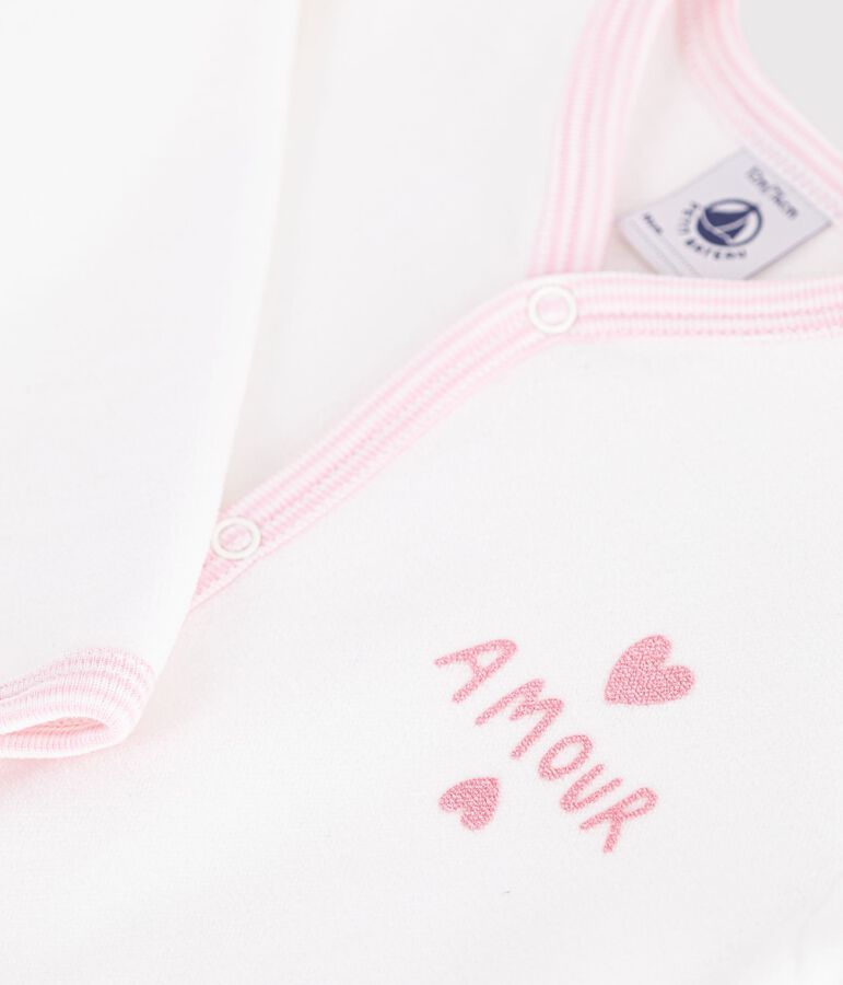 Pyjama b&eacute;b&eacute; en velours uni blanc